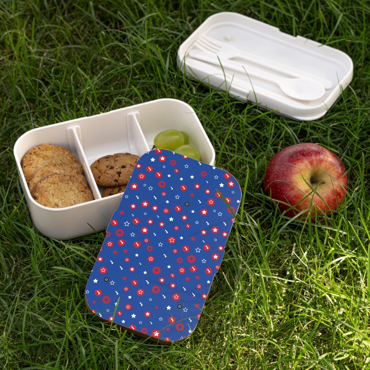 Patriotic Bento Lunch Box for Kids - Fun Star & Circle Design