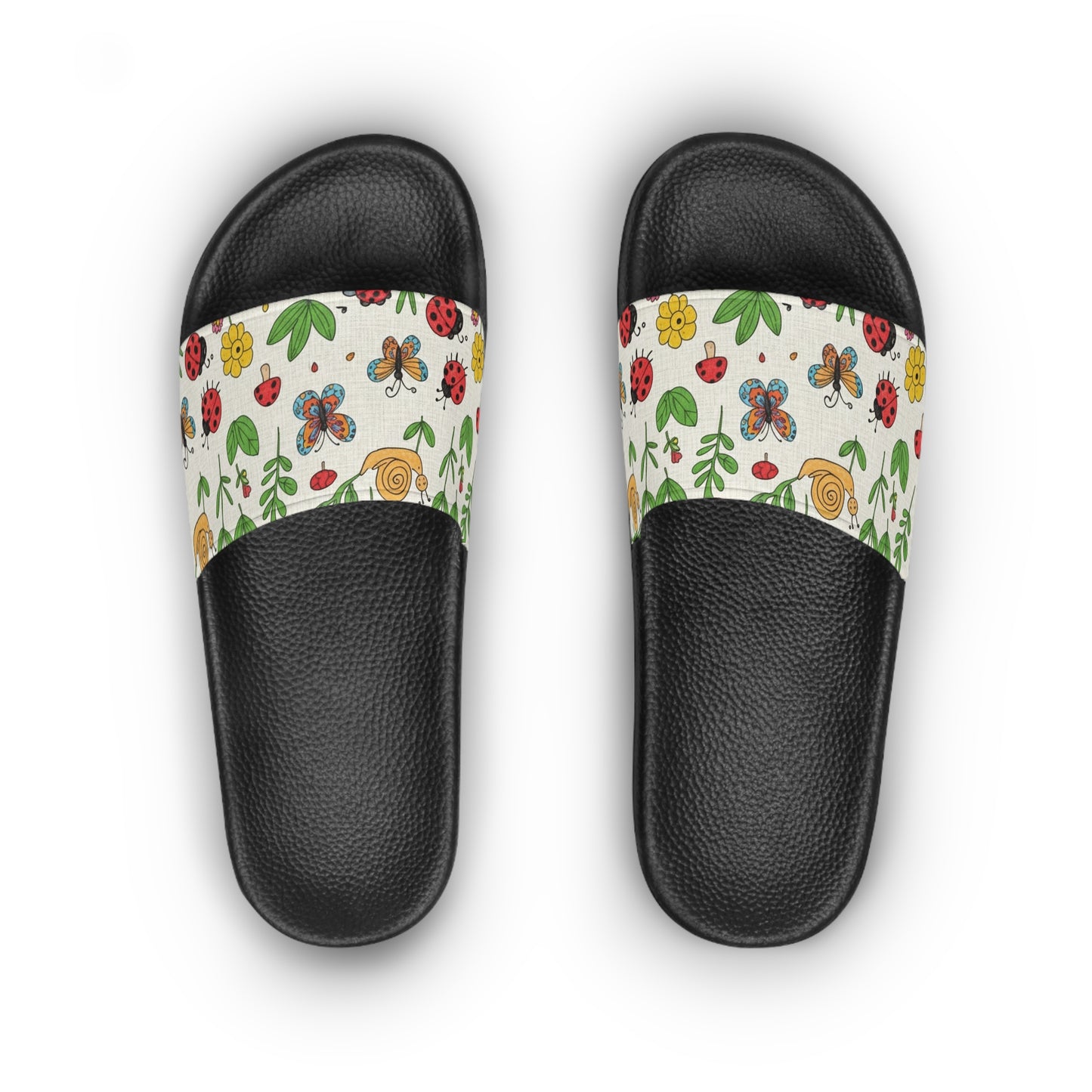 Women's Slide Sandals Garden Critter Doodles / Bugs & Blooms
