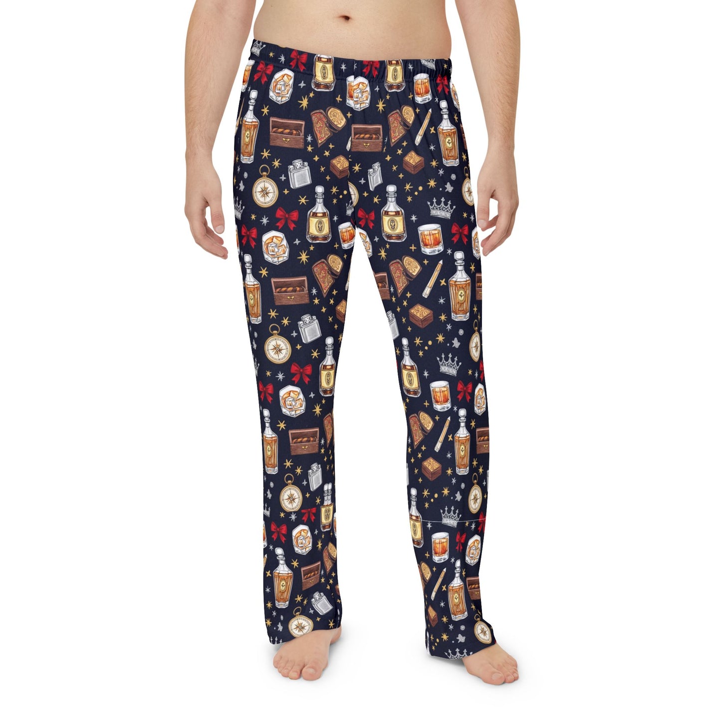 Men's Whiskey & Cigar Lounge Pajama Pants — Cozy Novelty Sleepwear
