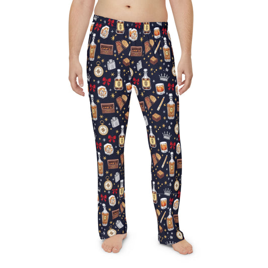 Men's Whiskey & Cigar Lounge Pajama Pants — Cozy Novelty Sleepwear