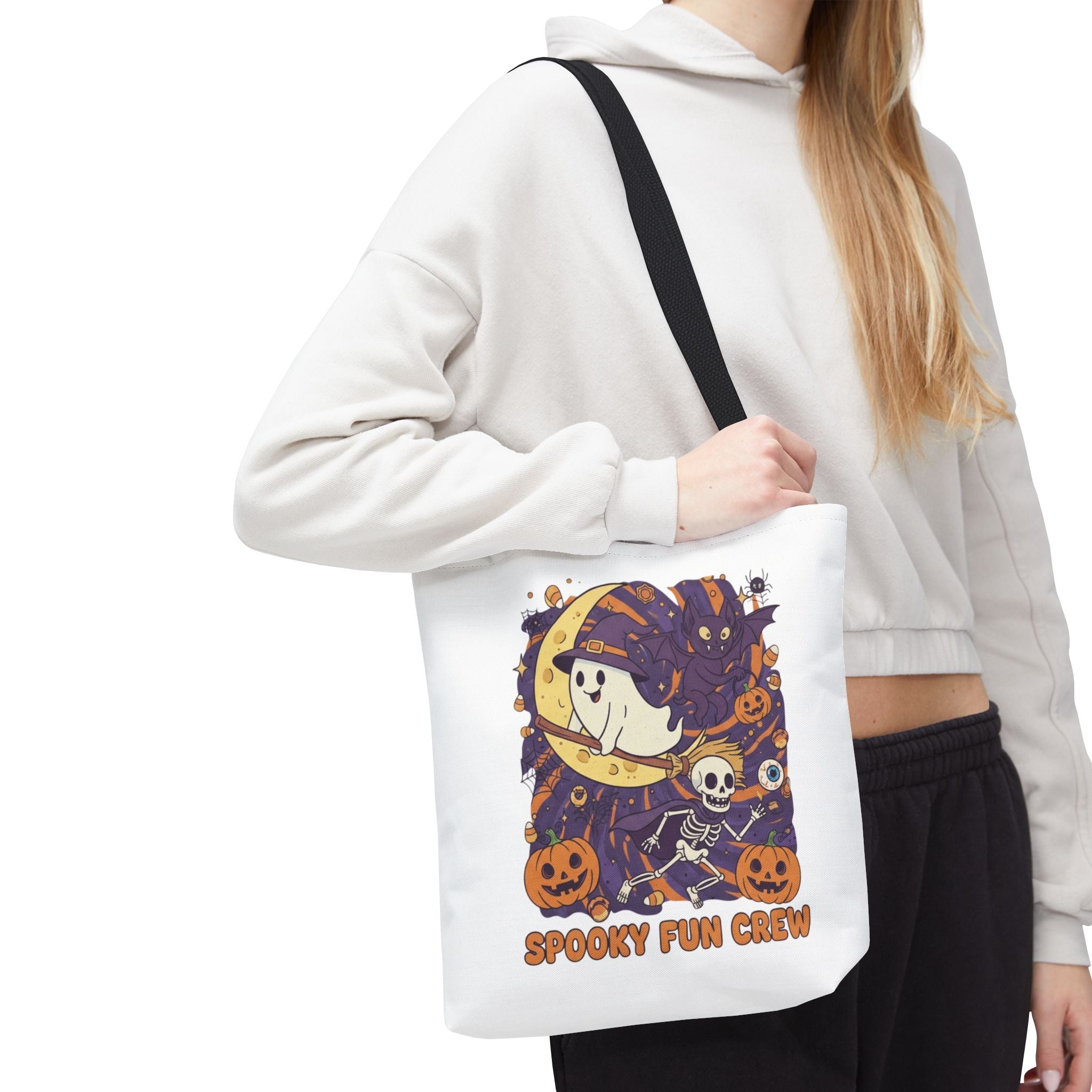 Spooky Fun Crew Halloween Tote Bag, Trick or Treat Bag, Haunted House Accessory, Fall Gift, Party Favor