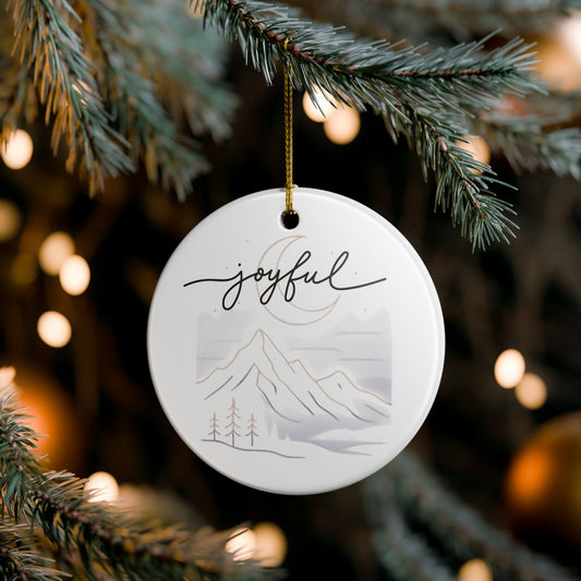 Joyful Mountain Ceramic Ornament – Holiday Tree Decoration