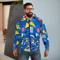 American Retro Memphis Pattern Zip Hoodie — 90s Geometric All-Over Print