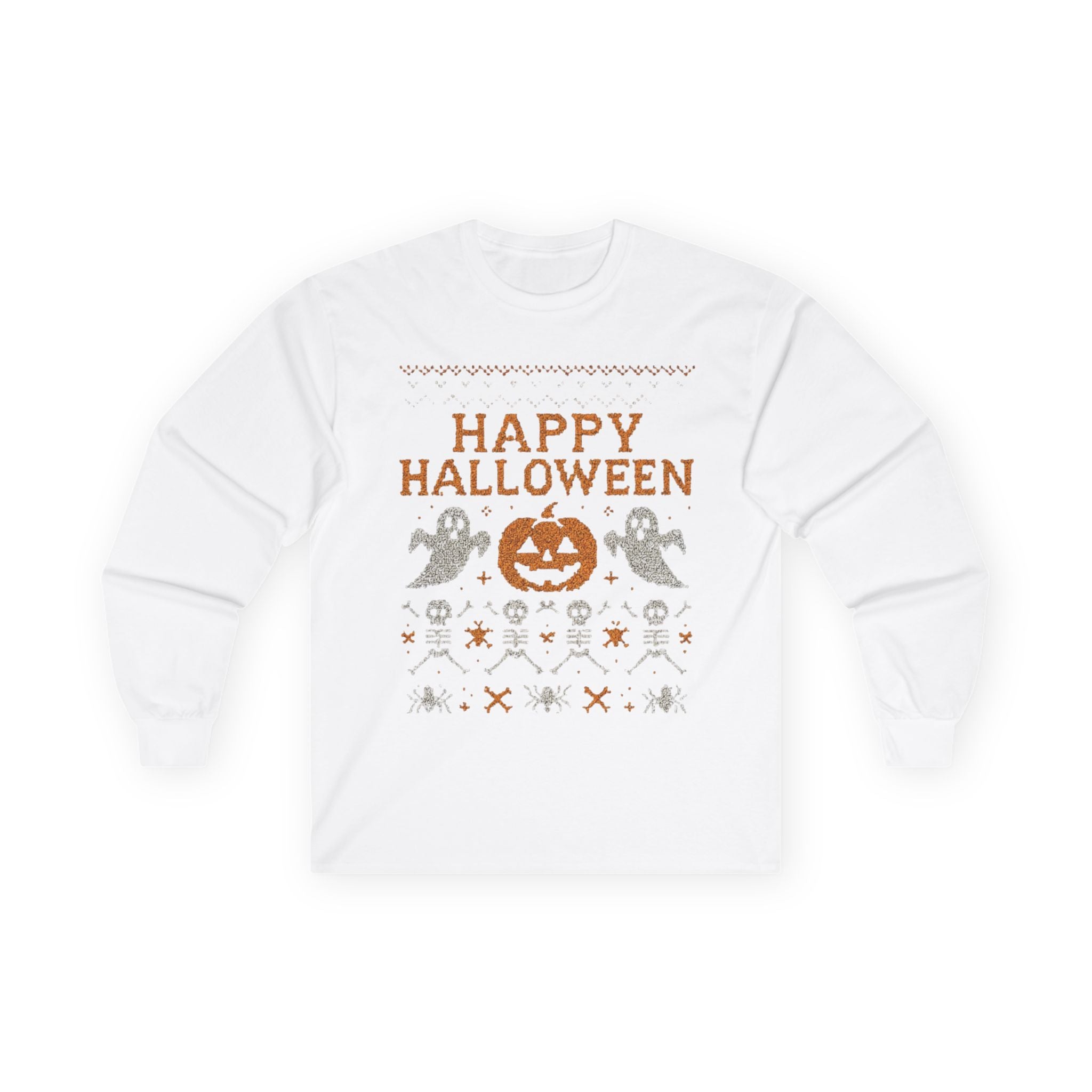 Happy Halloween Long Sleeve Tee, Spooky Tee, Halloween Costume Shirt, Autumn Festive Attire, Unisex Fall Apparel