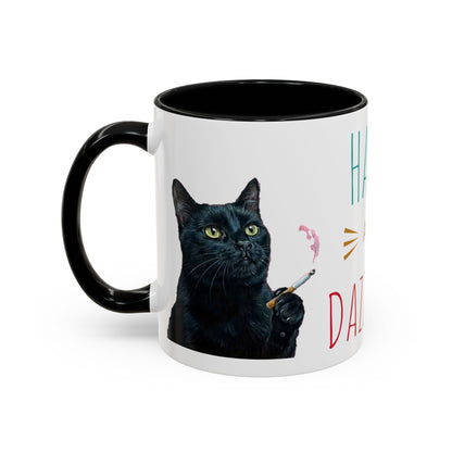 Happy and Dazzling smoking cat Cat Accent Coffee Mug — Cute Black Cat Coffee Cup (11/15oz) (free shipping)