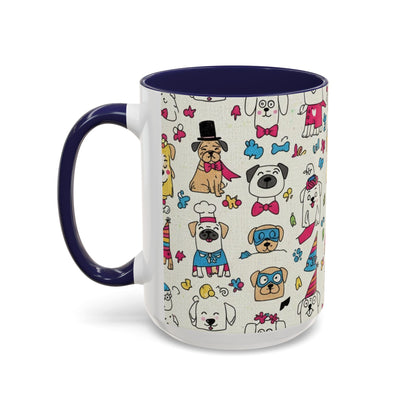 Cute Party Dogs Accent Coffee Mug (11/15oz) — Colorful Puppy Pattern Gift Mug