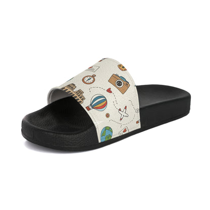 Women's Slide Sandals Travel Doodles / Wanderlust Whimsy