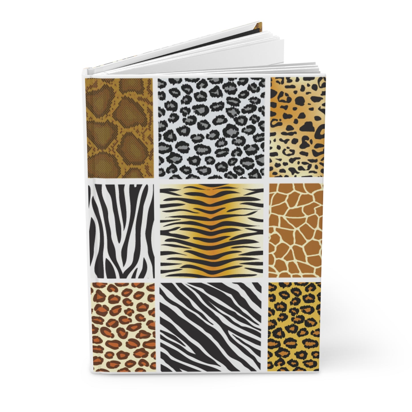 Animal Print Patchwork Hardcover Journal — Leopard, Zebra & Giraffe Notebook
