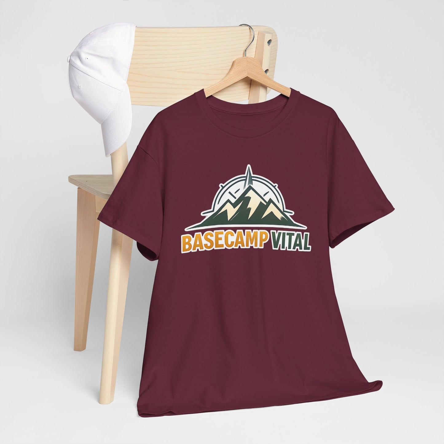 Base Camp Vital Mountain Compass Crewneck T-Shirt | Outdoor Hiking Graphic Tee | Midweight Cotton Trail Shirt (free shipping)