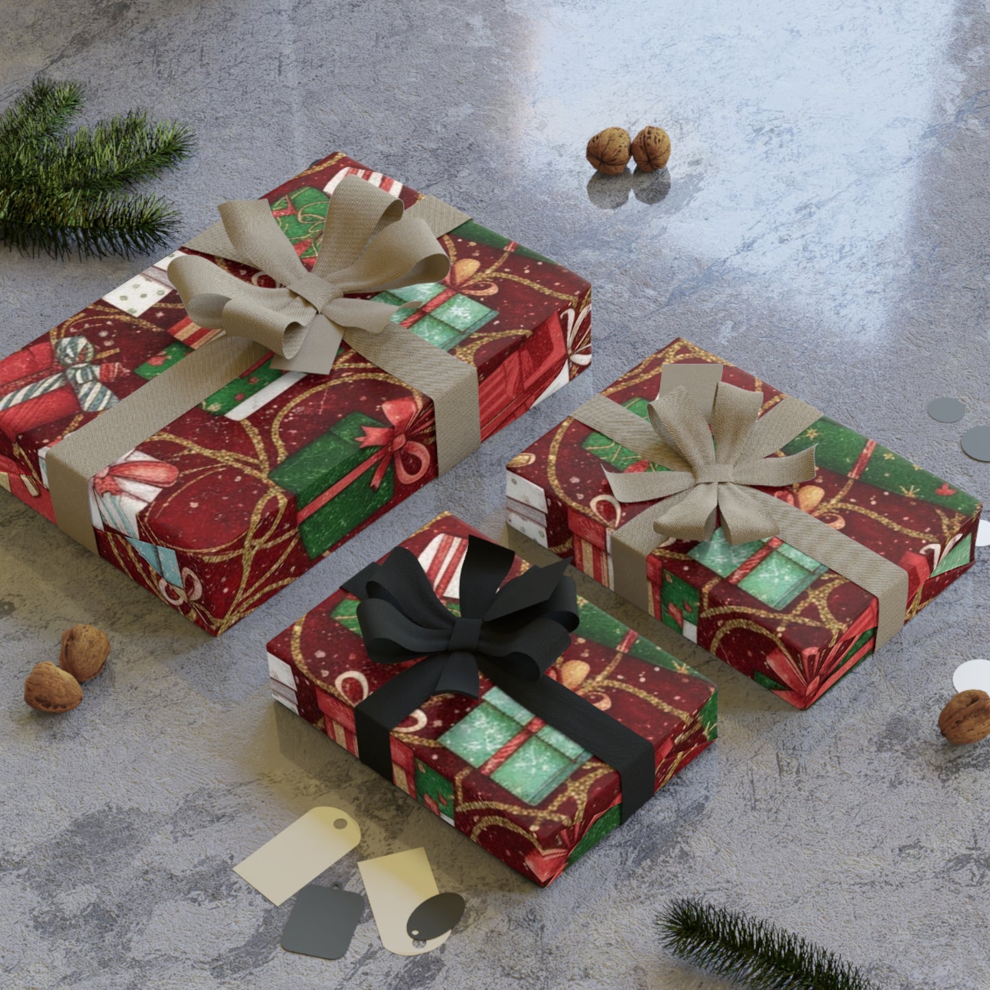 Festive Gift Wrapping Paper Roll - Holiday Cheer Design