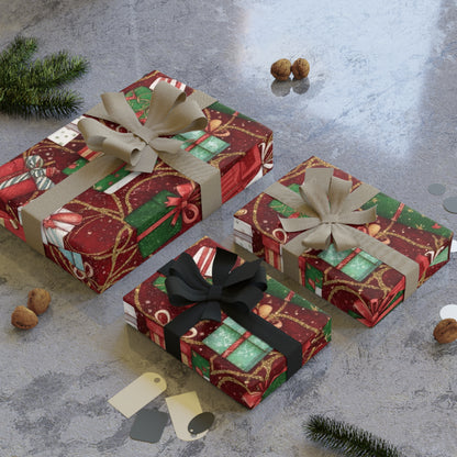 Festive Gift Wrapping Paper Roll - Holiday Cheer Design