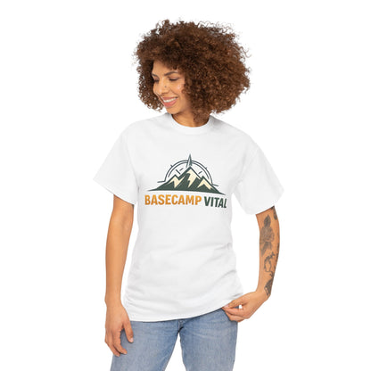 Base Camp Vital Mountain Compass Crewneck T-Shirt | Outdoor Hiking Graphic Tee | Midweight Cotton Trail Shirt (free shipping)