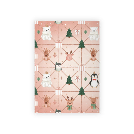 Whimsical Holiday Gift Wrapping Paper Roll - Cute Winter Animals Design