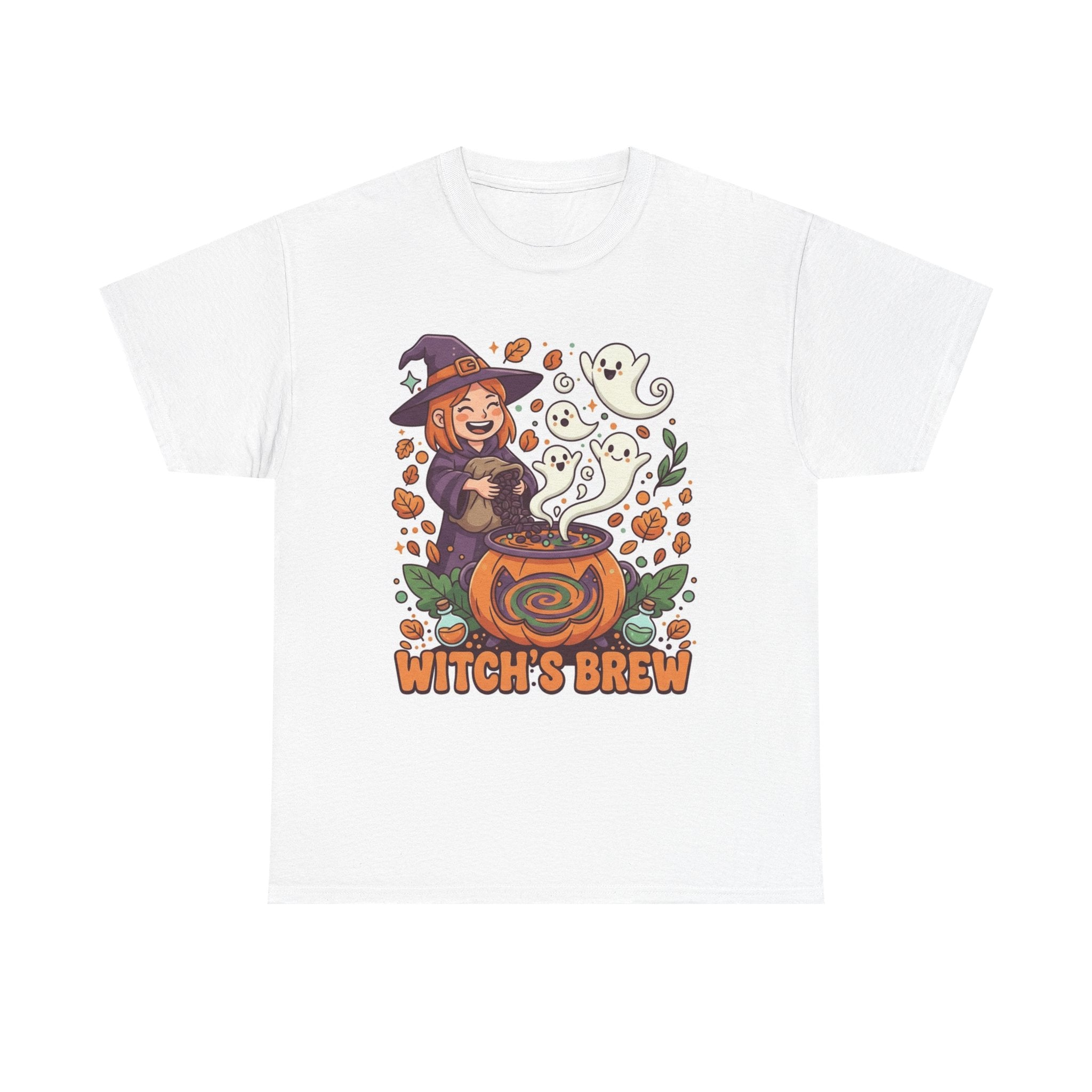 Witches brew Halloween theme Cotton Tee, Halloween T-Shirt, Skeleton Graphic Tee, Fall Outfit, Coffee Lover Gift, Costume Party Tee