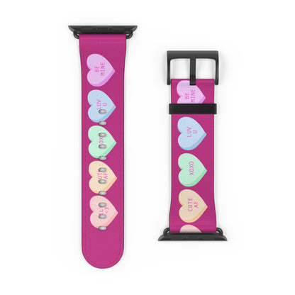 Colorful Valentine’s Day candy Hearts Watch Band - Cute, Adjustable Strap for All Occasions