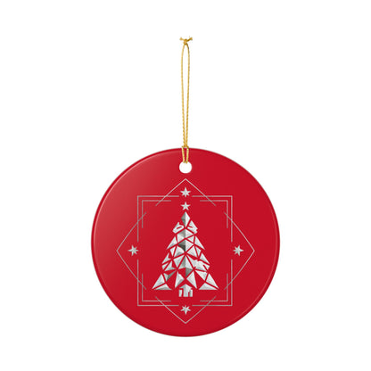 Geometric Christmas Tree Ceramic Ornament