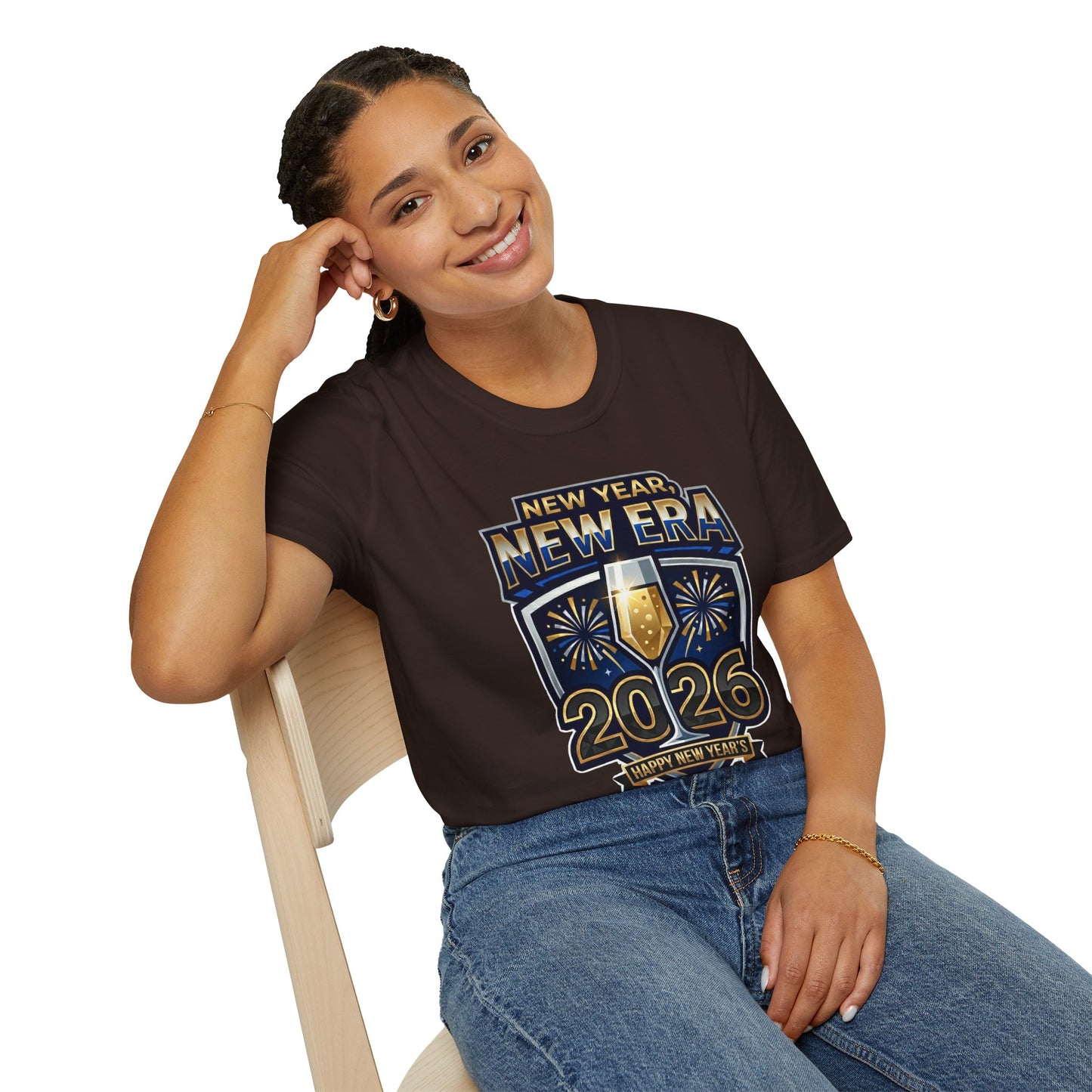New Year 2026 T-Shirt – "New Year, New Era" Champagne & Fireworks Celebration Tee