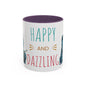 Happy and Dazzling Accent Coffee Mug — Cute Cat Art, Motivational Tea & Coffee Cup (free shipping)