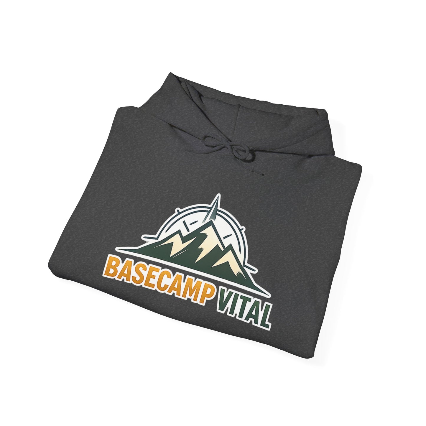 Base Camp Vital Outdoor Fleece Hoodie | Mountain Compass Graphic Pullover | 50/50 Midweight Trail Hoodie  Vital Hoodie  (free shipping)