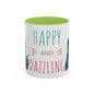 Happy and Dazzling Accent Coffee Mug — Cute Cat Art, Motivational Tea & Coffee Cup (free shipping)