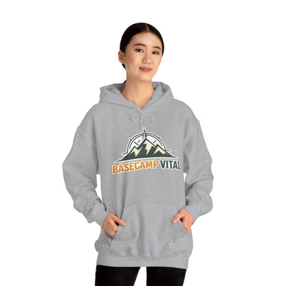 Base Camp Vital Outdoor Fleece Hoodie | Mountain Compass Graphic Pullover | 50/50 Midweight Trail Hoodie  Vital Hoodie  (free shipping)