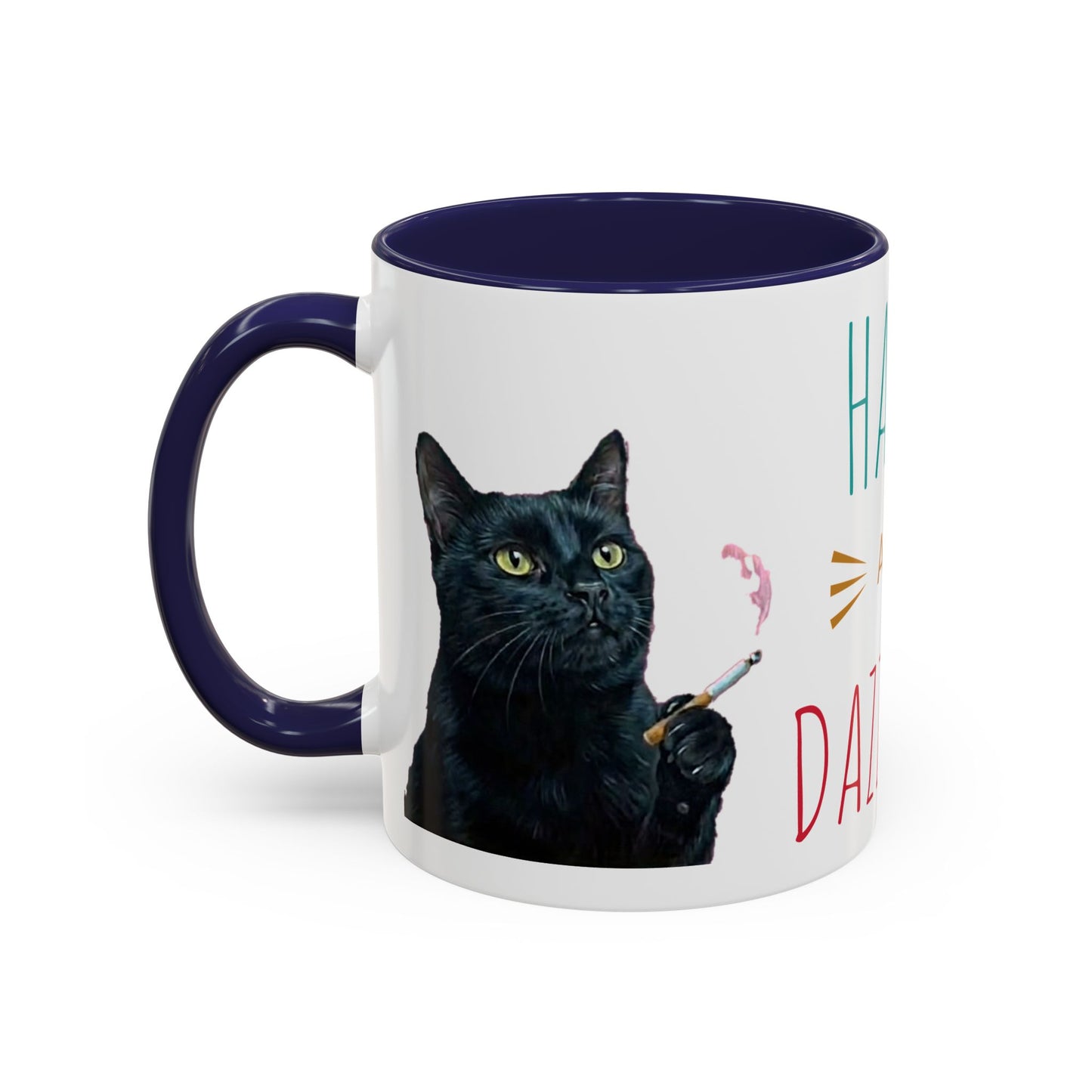 Happy and Dazzling smoking cat Cat Accent Coffee Mug — Cute Black Cat Coffee Cup (11/15oz) (free shipping)