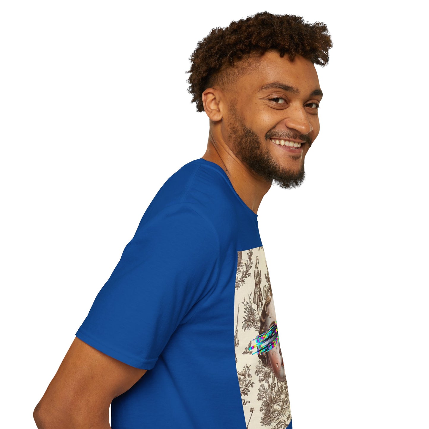 Vintage Doll Face Tee with Glitch Paint Splash