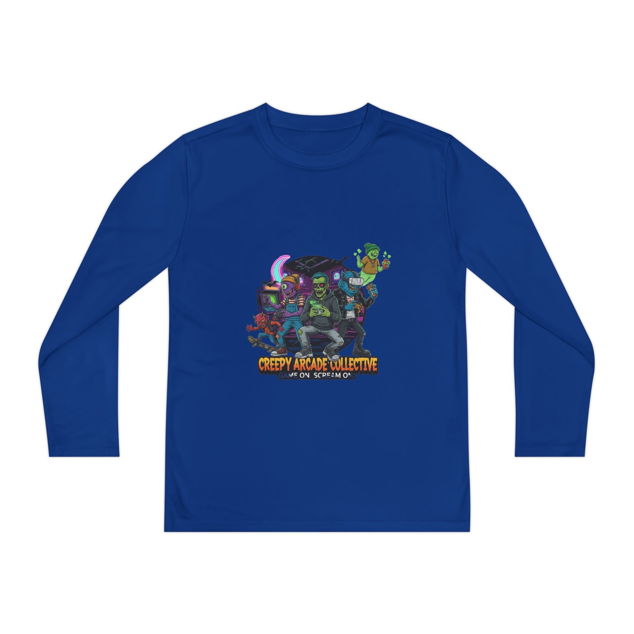 Creepy Arcade Collecting Youth Long Sleeve Tee, Kids Gamer Shirt, Halloween Costume, Teen Casual Wear, Fantasy T-Shirt