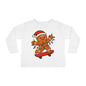 Ginger Bread ridding skateboard Christmas - Toddler Long Sleeve Tee