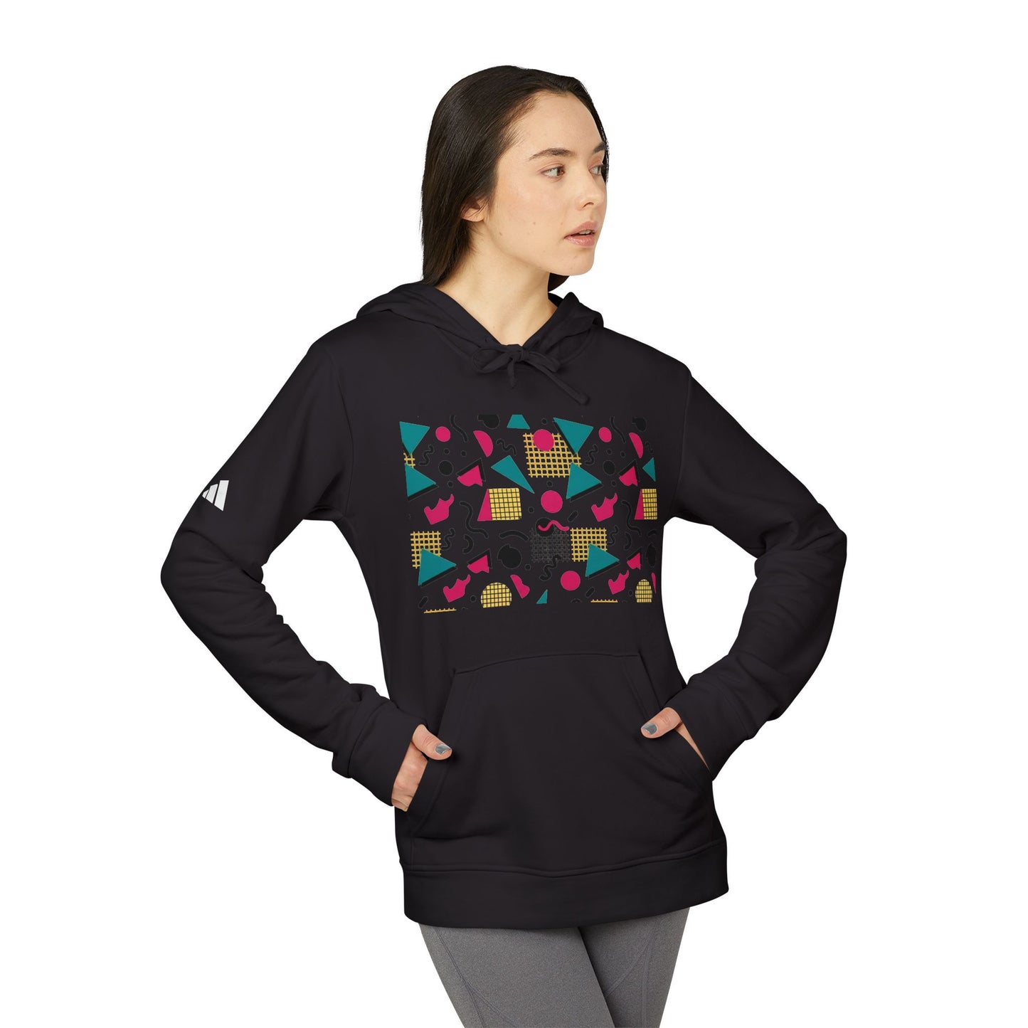 Adidas Retro 80’s Memphis Graphic Hoodie — Colorful 80s-Inspired Geometric Design