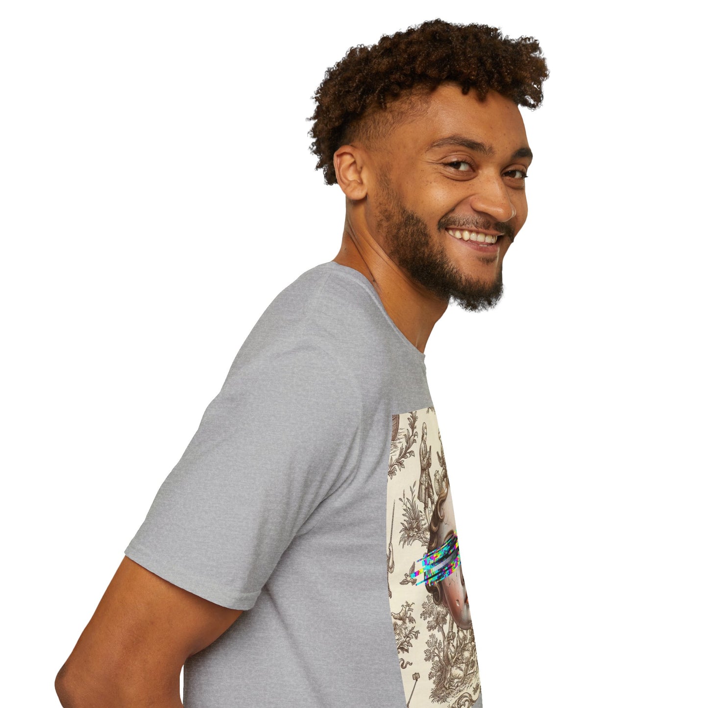 Vintage Doll Face Tee with Glitch Paint Splash