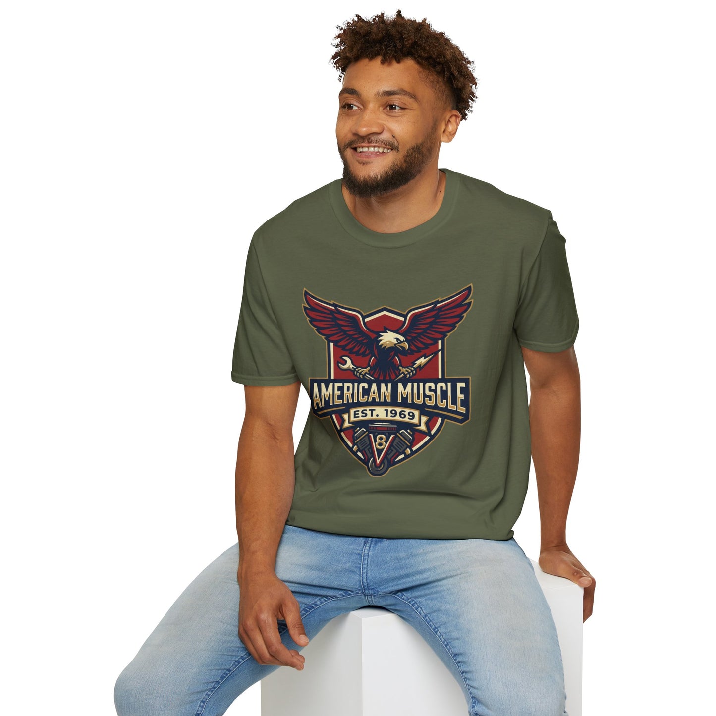 American Muscle Eagle T-Shirt — Vintage V8 Car Lover Tee