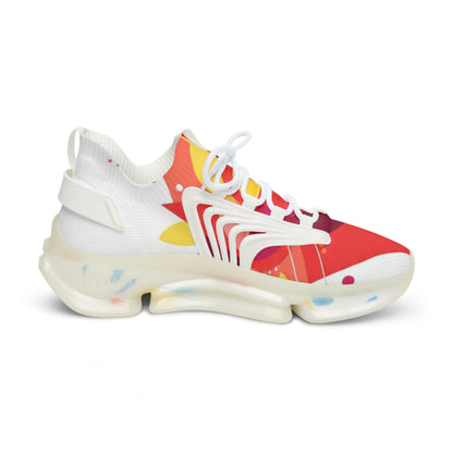 men's Mesh Sneakers — Bold Red Abstract Athletic Shoes for Men (free shipping)
