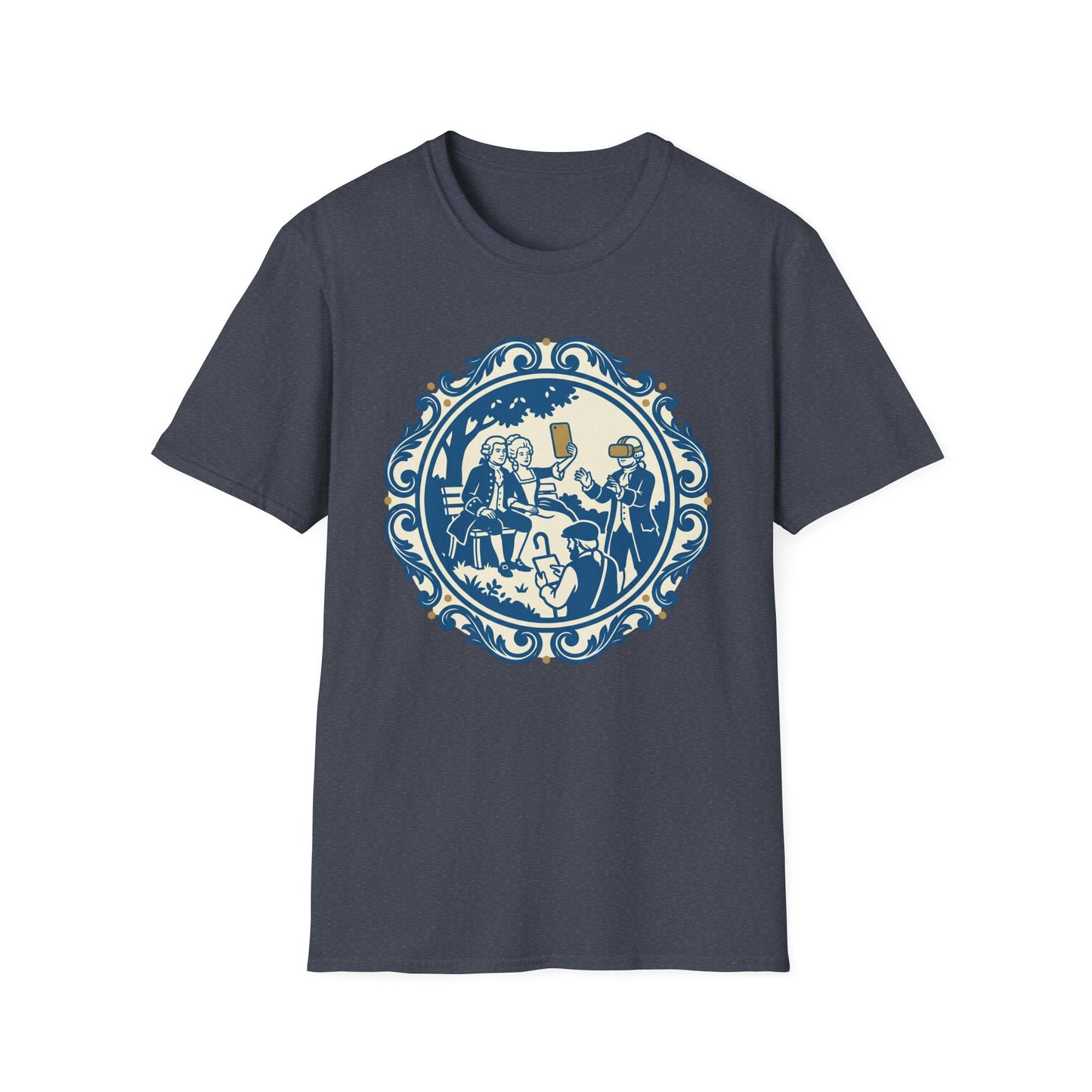 Vintage Blue Rococo Smartphone Toile -  T-Shirt