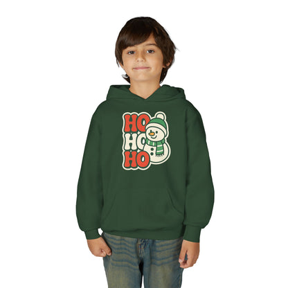Youth kids Christmas Hoodie - 'HO HO HO' Snowman Holiday Sweatshirt