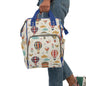 Boho- Hot Air Balloon Baby Diaper Backpack — Multifunctional Nappy Bag with Playful Clouds & Birds