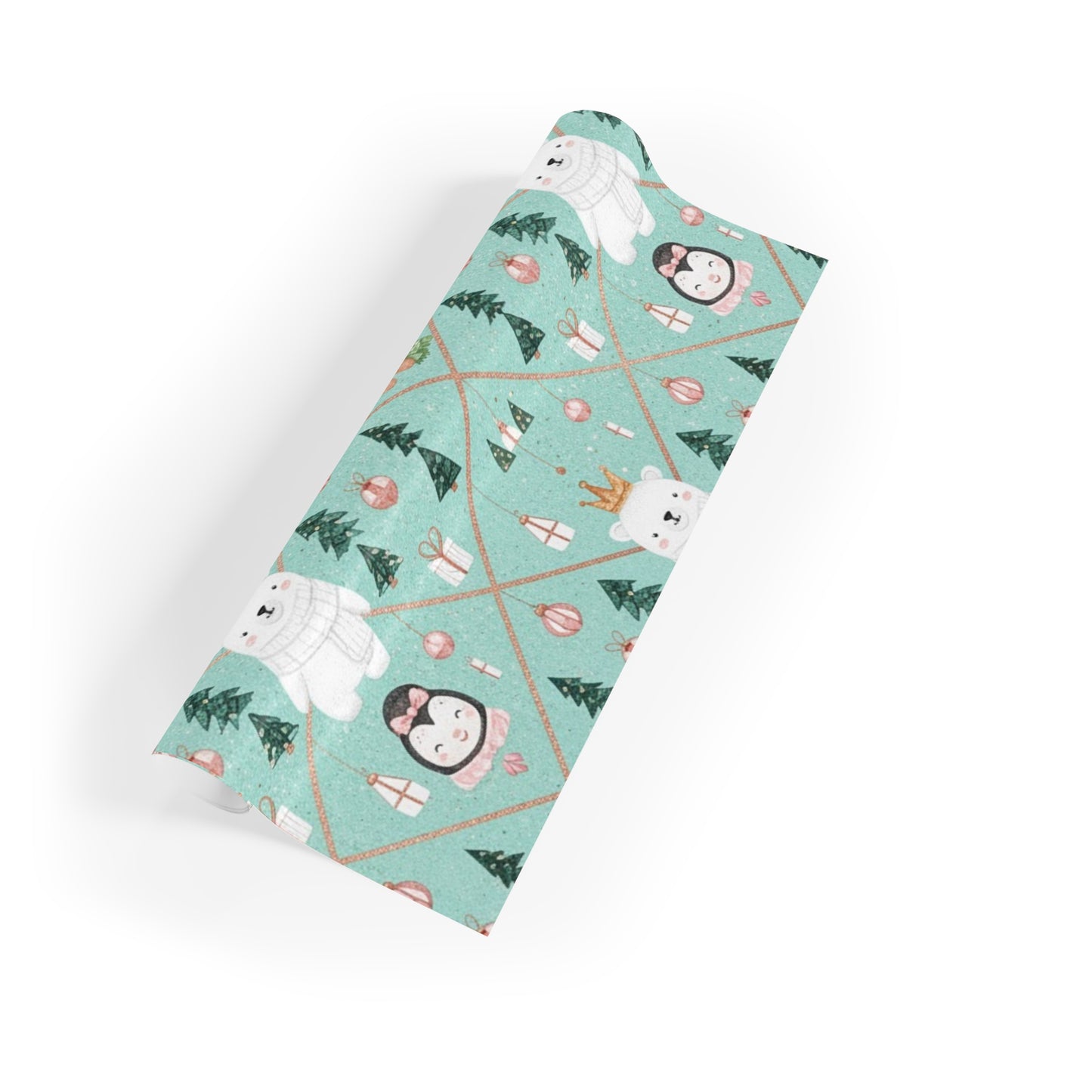 Whimsical Holiday Gift Wrapping Paper Roll – Cute Polar Bears & Penguins Design
