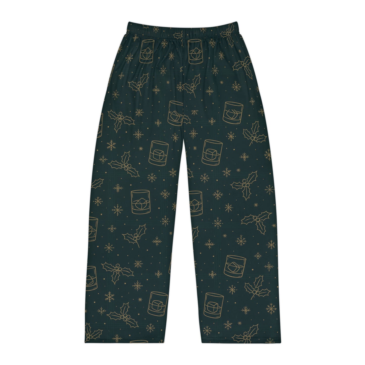 Men's whiskey Christmas Pajama Pants — Dark Green Whiskey & Botanicals Lounge Pants (All-Over Print)