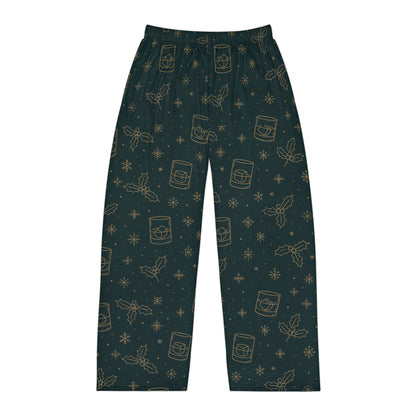 Men's whiskey Christmas Pajama Pants — Dark Green Whiskey & Botanicals Lounge Pants (All-Over Print)