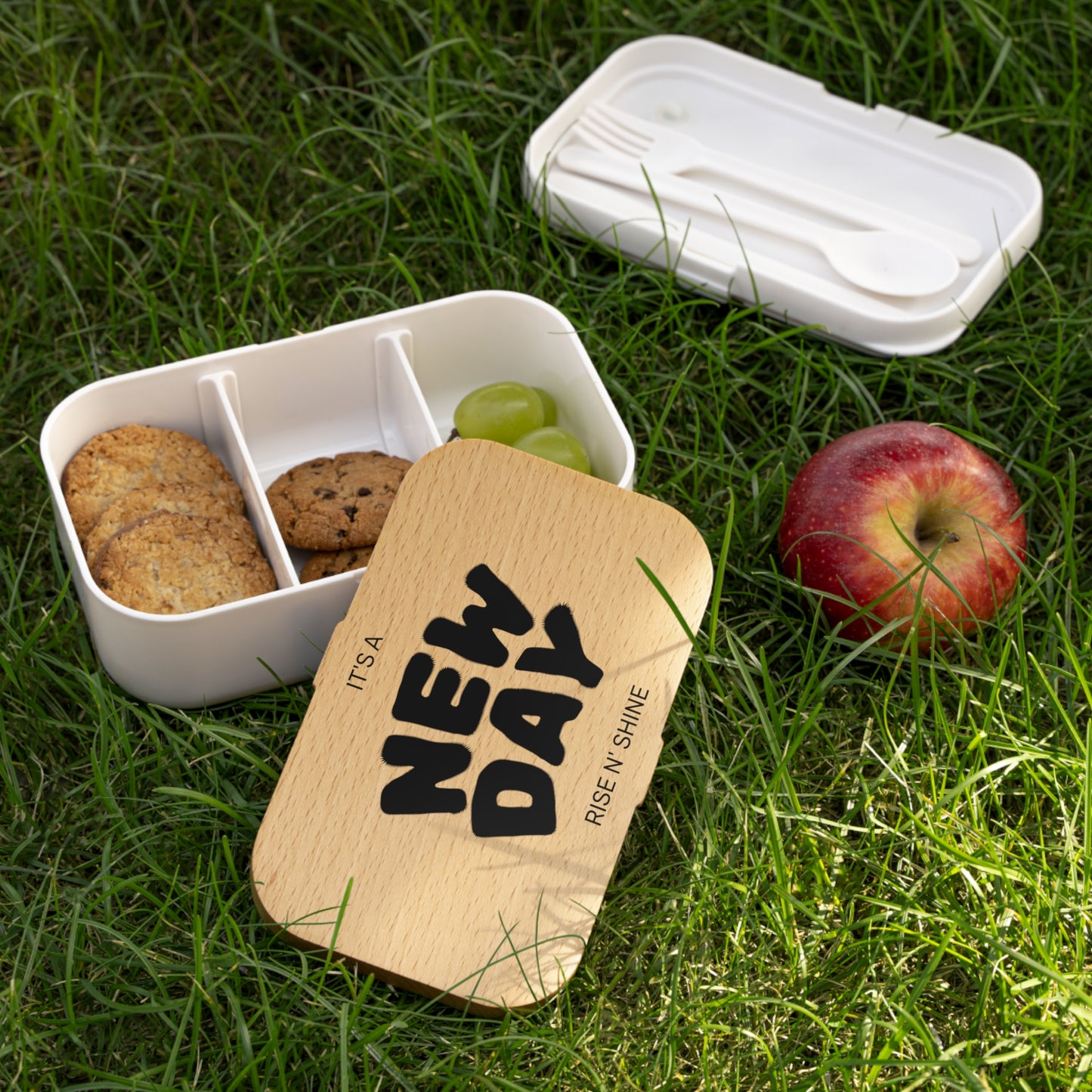 Stylish Bento Lunch Box - "It's a New Day" Design for Easy Meal Prep