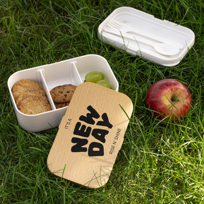 Stylish Bento Lunch Box - "It's a New Day" Design for Easy Meal Prep