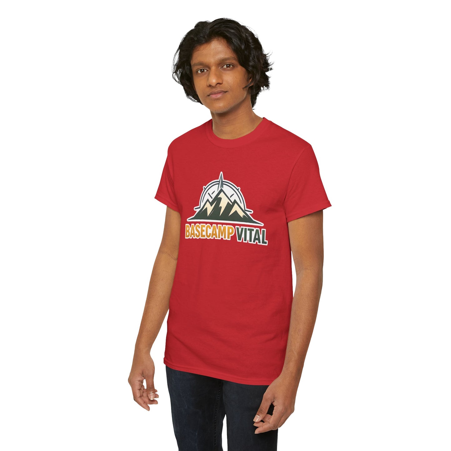 Base Camp Vital Mountain Compass Crewneck T-Shirt | Outdoor Hiking Graphic Tee | Midweight Cotton Trail Shirt (free shipping)