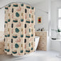 Spa Bathroom Shower Curtain — Relaxing Bath Icons Pattern (Candles, Towels, Bottles) (free shipping)