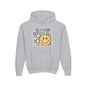 Girls Youth Hoodie – Retro 'JOY' Smiley Graphic Kids Sweatshirt
