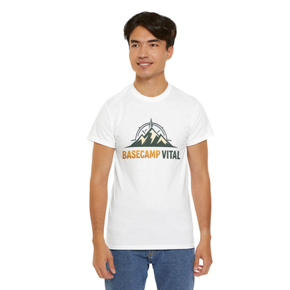 Base Camp Vital Mountain Compass Crewneck T-Shirt | Outdoor Hiking Graphic Tee | Midweight Cotton Trail Shirt (free shipping)