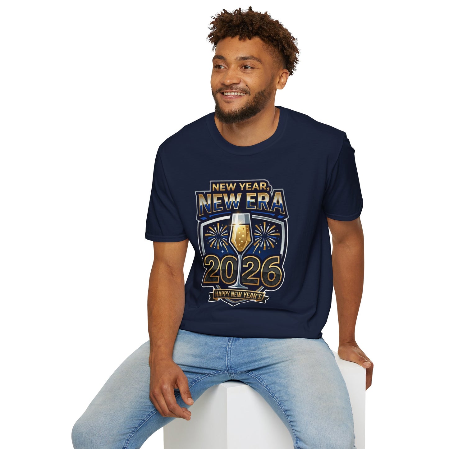 New Year 2026 T-Shirt – "New Year, New Era" Champagne & Fireworks Celebration Tee