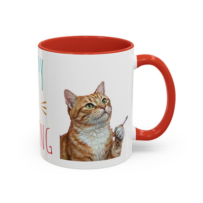 Happy and Dazzling Smoking Cat Coffee Mug — Cute Ginger Cat Accent Mug (11/15oz) (free shipping)