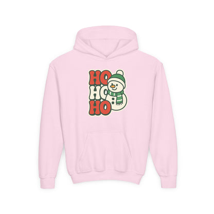Youth kids Christmas Hoodie - 'HO HO HO' Snowman Holiday Sweatshirt