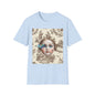 Vintage Doll Face Tee with Glitch Paint Splash