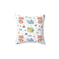 Kids Adventure Animal Pattern Square Pillow — Cute Fox, Whale & Turtle Nursery Decor (free shipping)